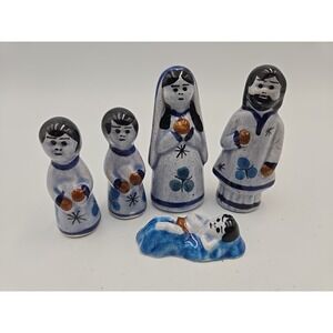 5 Piece Vintage Tonal Mexican Folk Art Nativity Pottery